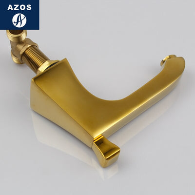 Art deco Gold polished brass 8" Inch wide spread bathroom faucet
