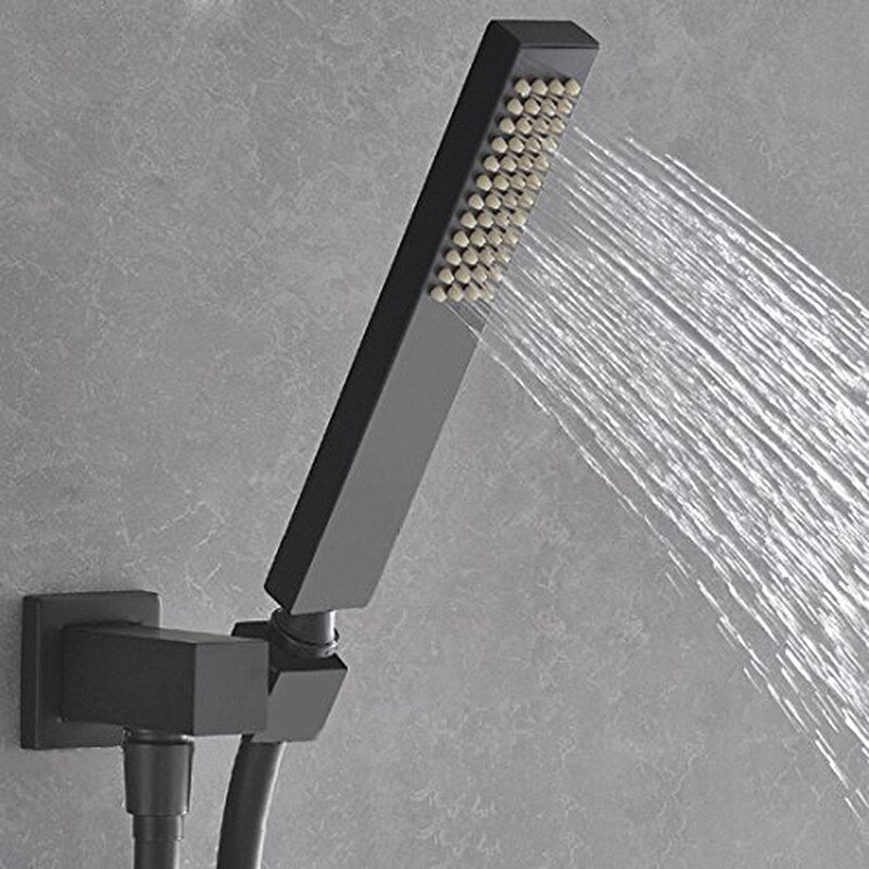 Motorola- Black LED Display Square 12" Rain head 3 Way Function Duverter therostatic Pressure Balance Shower Kit