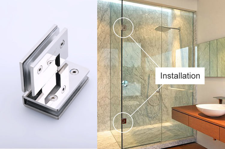 Rose Gold Polished Shower Glass Door Hardware completed set( NO GLASS)