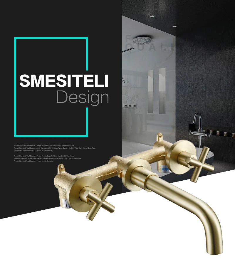 Cross Handle Wall Mounted Bathroom Faucet