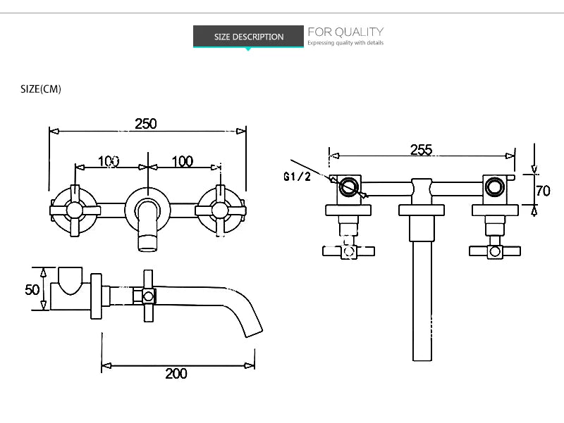 Cross Handle Wall Mounted Bathroom Faucet