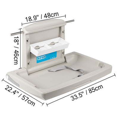 Commercial wall mounted baby diaper changing station