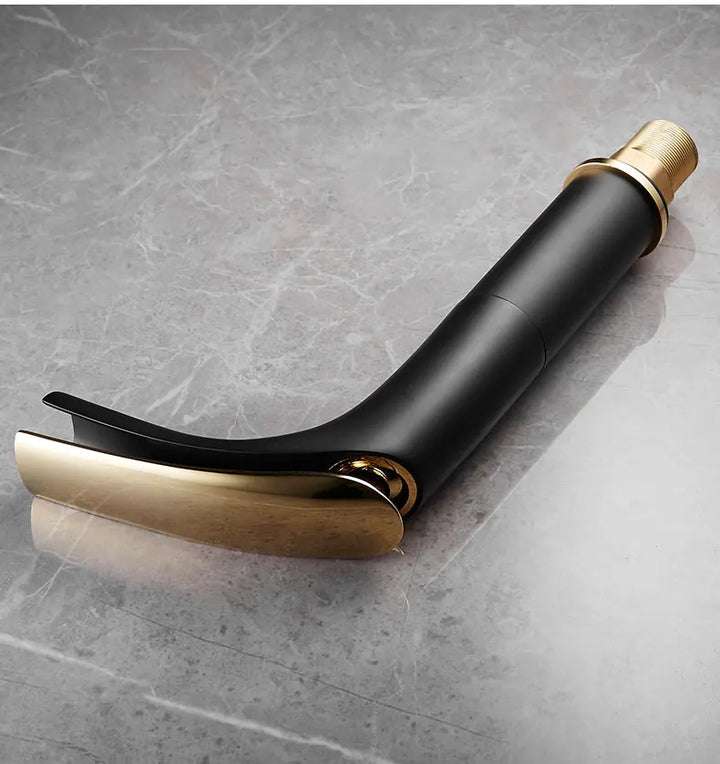 Xenon-Black with gold waterfall tall and short single hole bathroom faucet