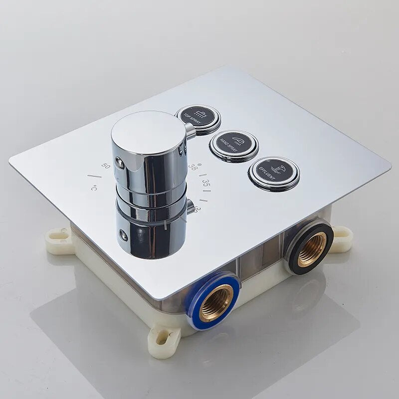 New CUPC Chrome square 2 -3 way function diverter thermostatic shower kit