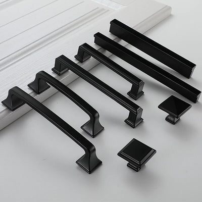 96mm Black square modern cabinet door handles X 4 pieces