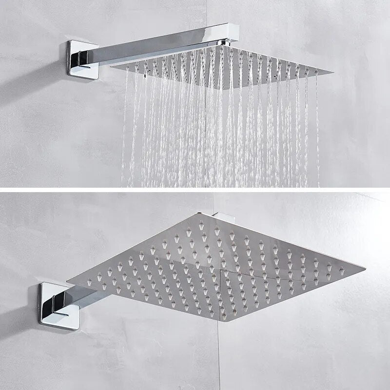 New CUPC Chrome square 2 -3 way function diverter thermostatic shower kit