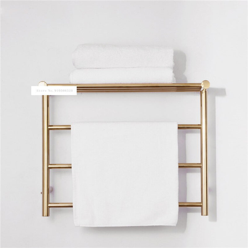 Gold polished brass hotel design electric hardwire towel warmer CSA size 24"x32" x10"