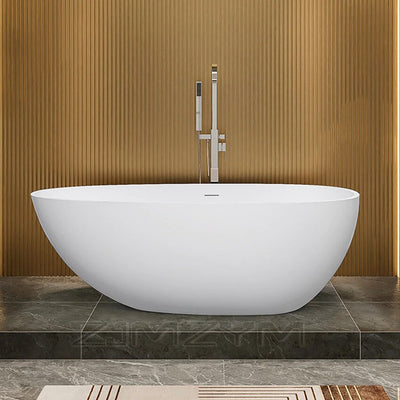 Matte white solid surface resin stone bathtub 55" inches