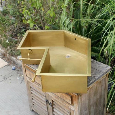 Custom Italian Outdoor Kitchen Corner Large Sink Western Kitchen Mid-Island outdoor American Retro Wash Basin Copper Basin Stainless Steel