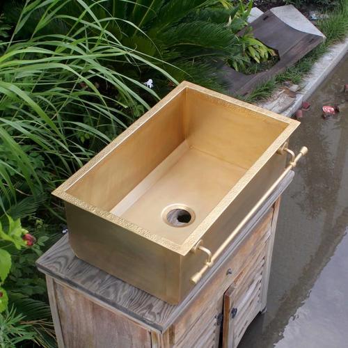 Custom Italian Outdoor Kitchen Corner Large Sink Western Kitchen Mid-Island outdoor American Retro Wash Basin Copper Basin Stainless Steel