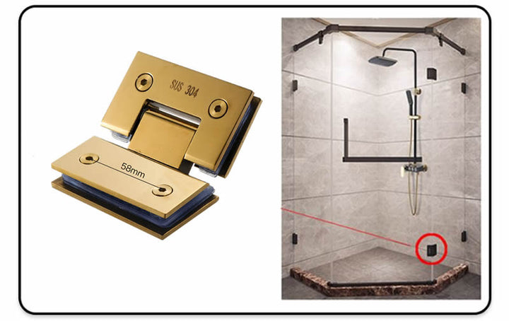 Rose Gold Polished Shower Glass Door Hardware completed set( NO GLASS)