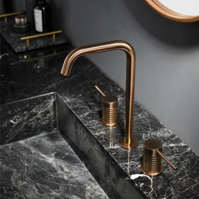 Vienna Brushed Rose Gold- Matte Black - Brushed Gold 8" Inch wide spread bathroom faucet