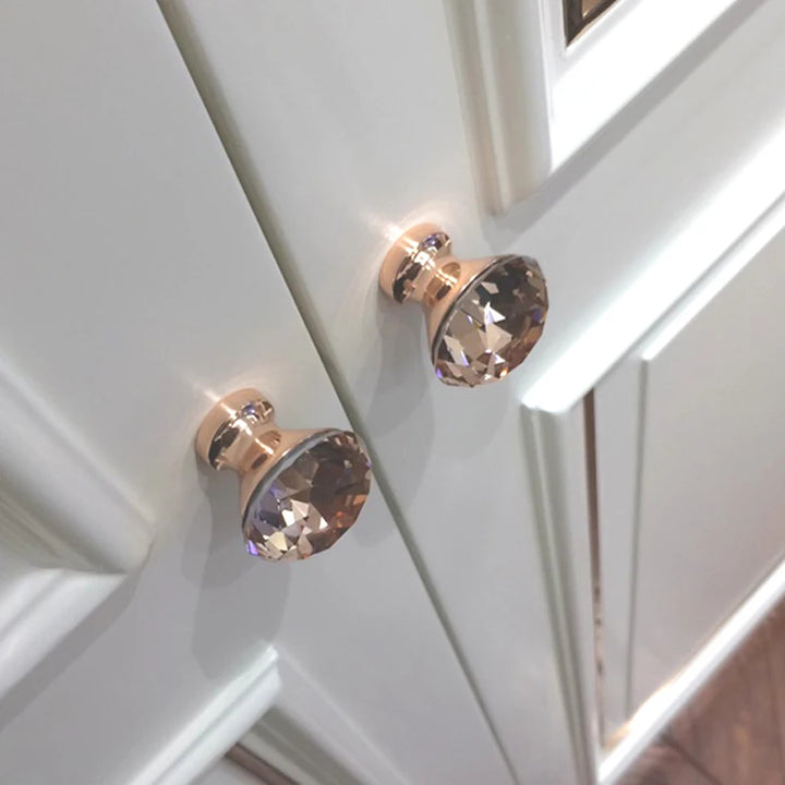 Rose Gold Rhinestone Door Knob Cabinet Drawer