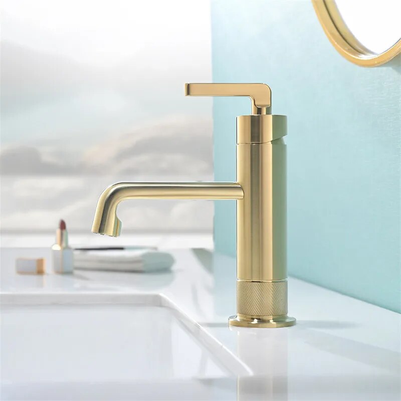 Milano-Grey Gun - Brushed gold Single hole bathroom faucet