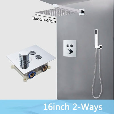 New CUPC Chrome square 2 -3 way function diverter thermostatic shower kit