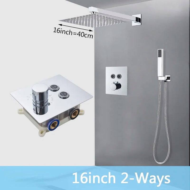New CUPC Chrome square 2 -3 way function diverter thermostatic shower kit