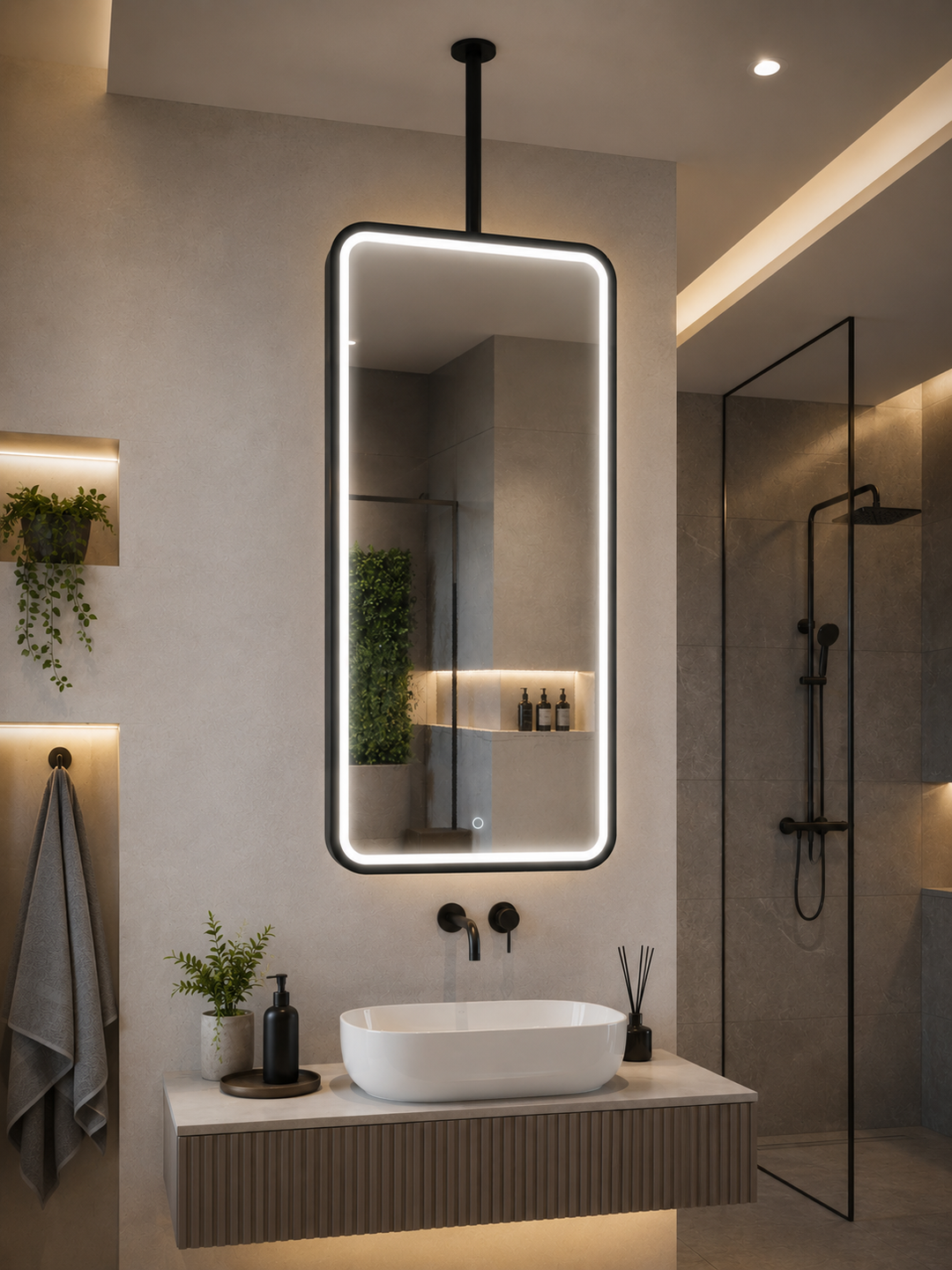 CUSTOM- IBIZA 1- Ceiling Suspended Mounted LED Mirror