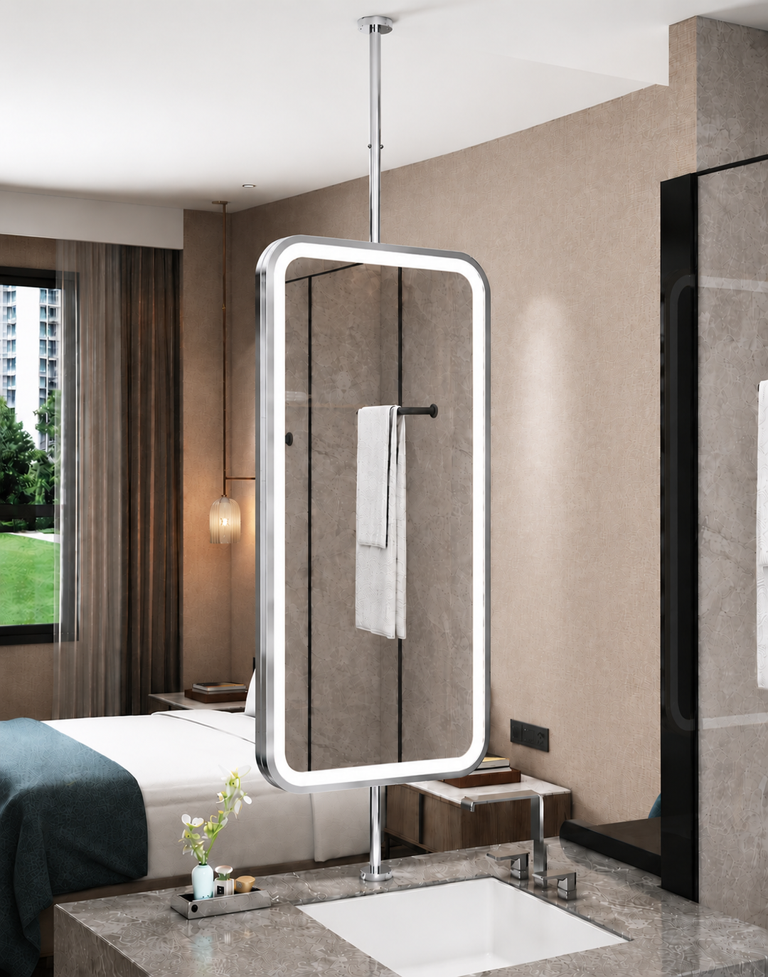 CUSTOM- IBIZA 1- Ceiling Suspended Mounted LED Mirror