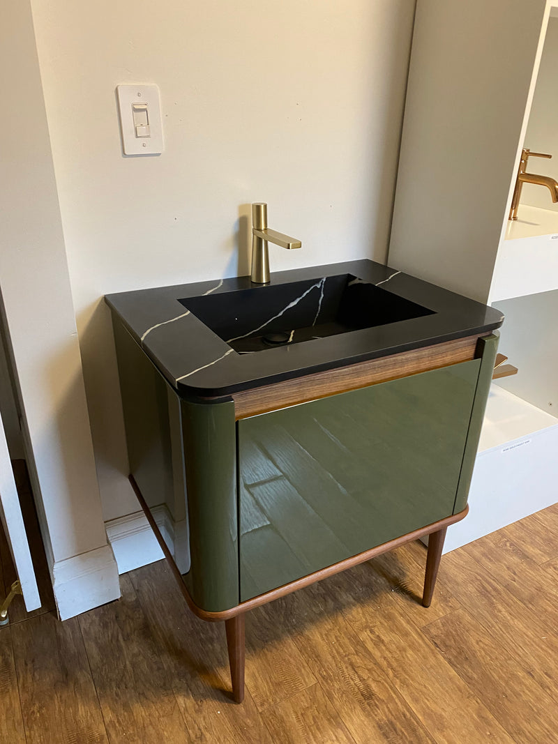 TURIN-28" Green Army Gloss with Solid Walnut body completed bathroom vanity set
