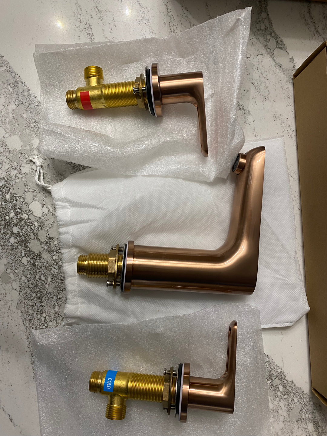 San Diego-Copper satin 8" inch wide spread bathroom faucet