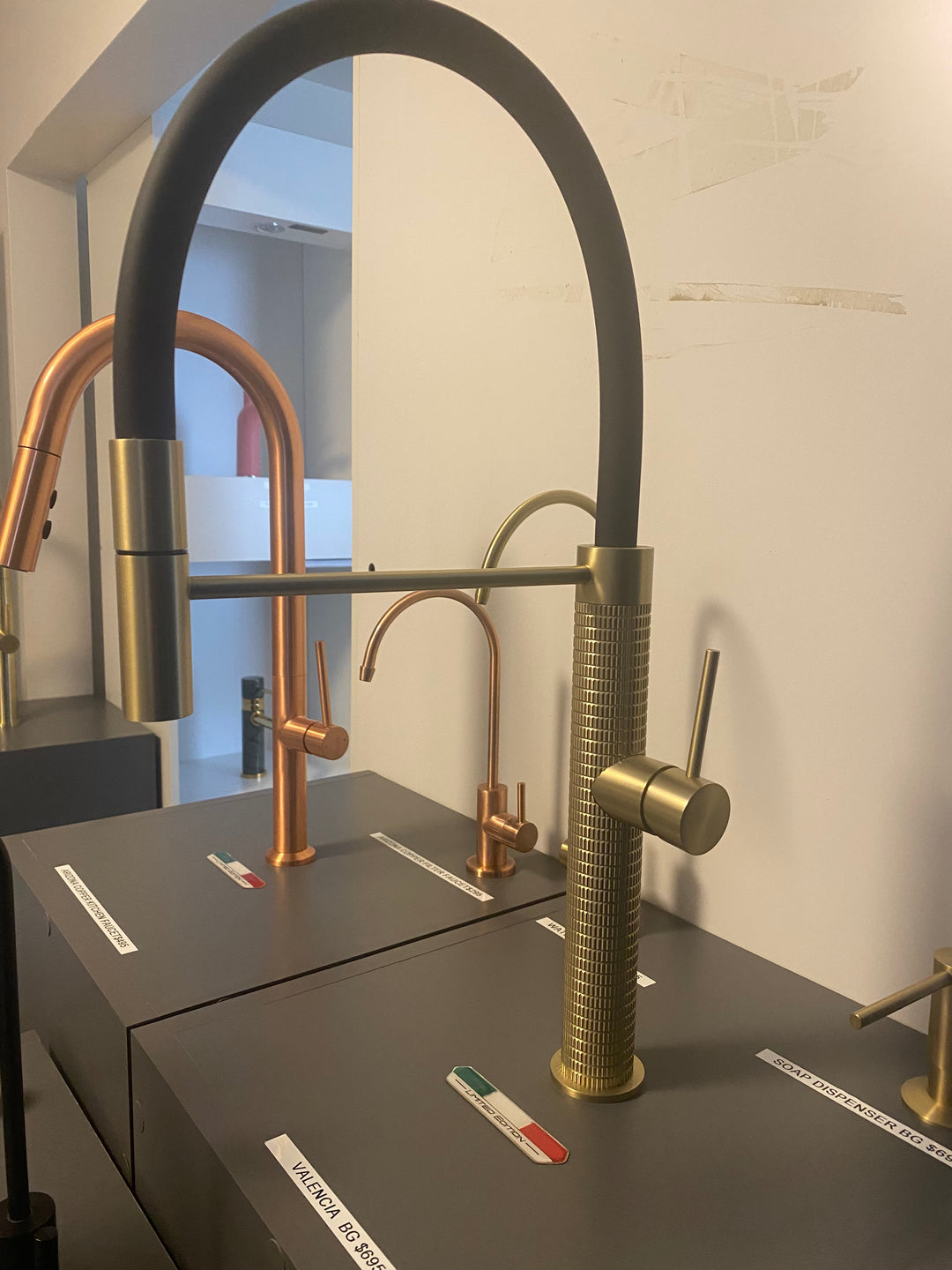 Salvatore-Brushed Gold-Gun grey-Black Matte Tall 21" Pull Out Kitchen Faucet