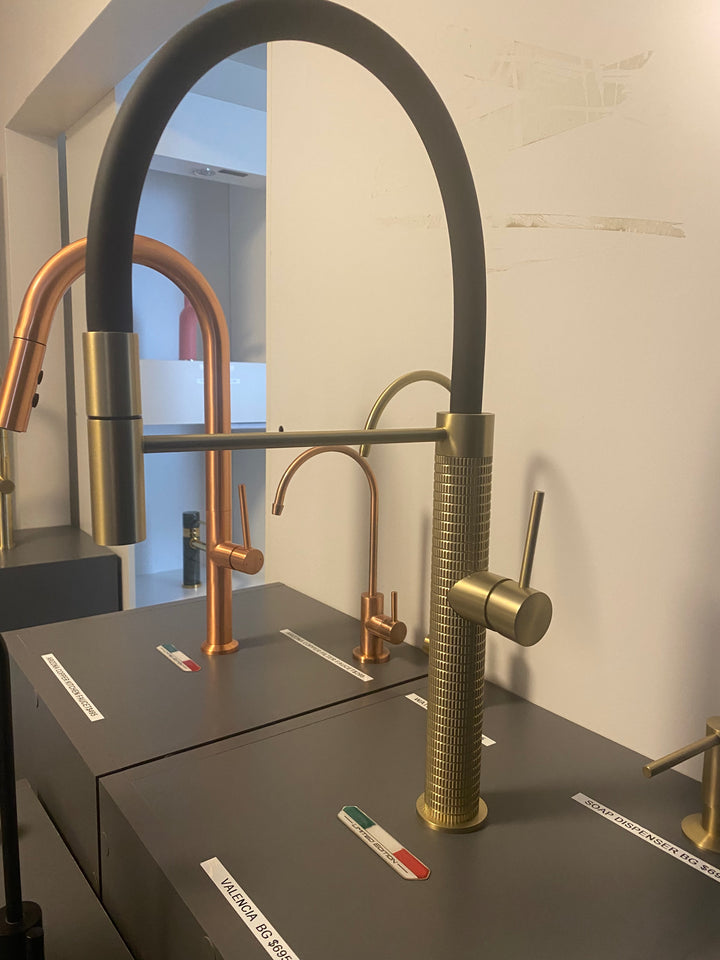 Salvatore-Brushed Gold-Gun grey-Black Matte Tall 21" Pull Out Kitchen Faucet