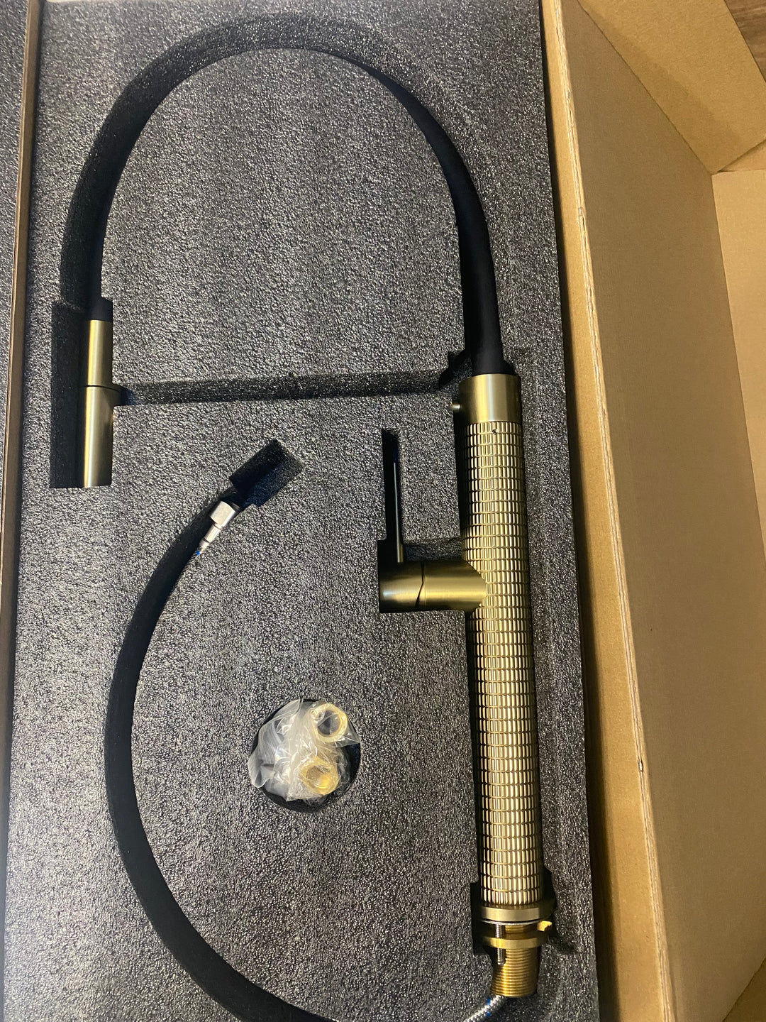 Salvatore-Brushed Gold-Gun grey-Black Matte Tall 21" Pull Out Kitchen Faucet