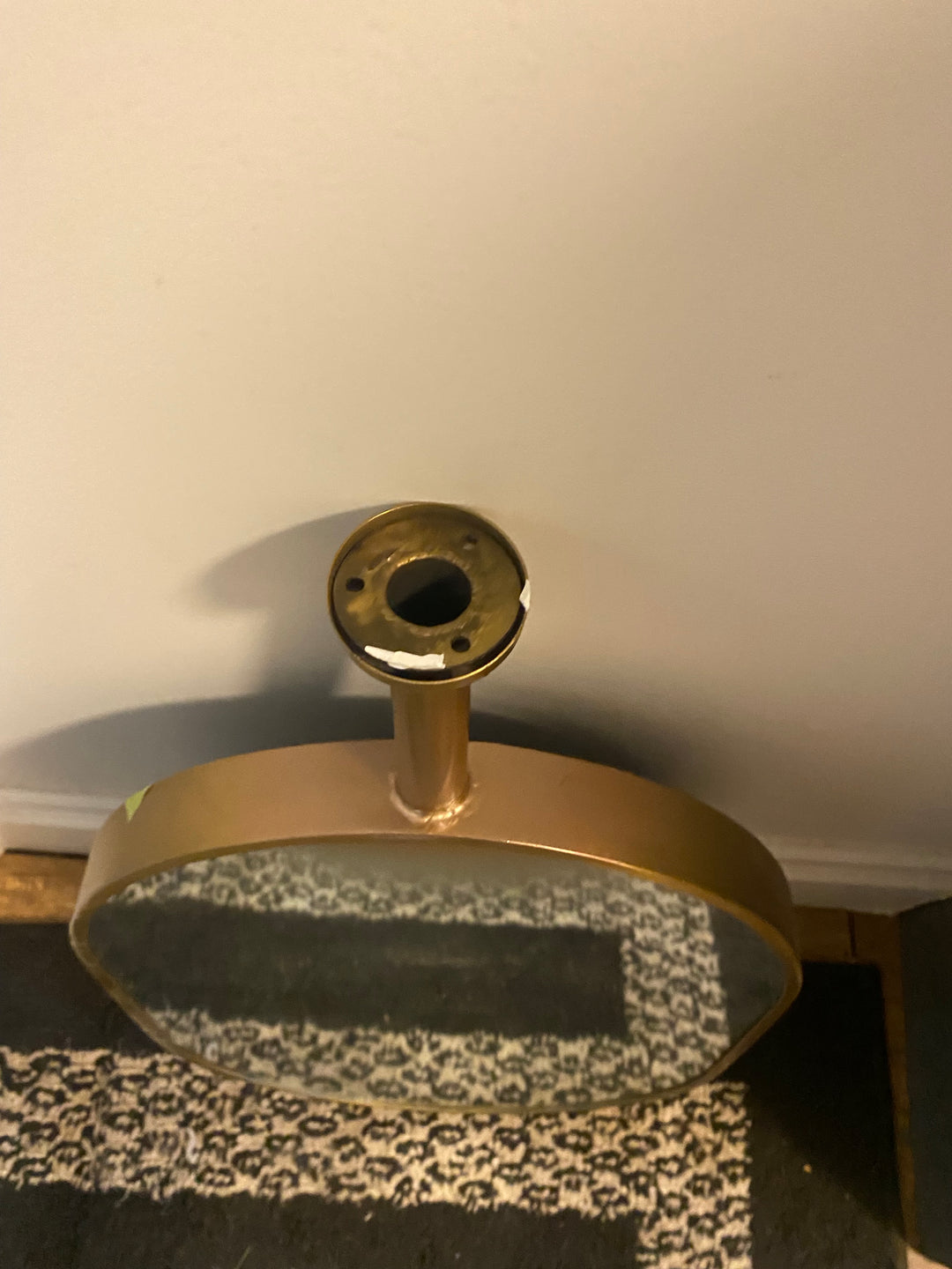 STOCK- READY TO SHIP-Brushed Gold Oval NO LED Ceiling Suspended Mounted Mirror 14"x20