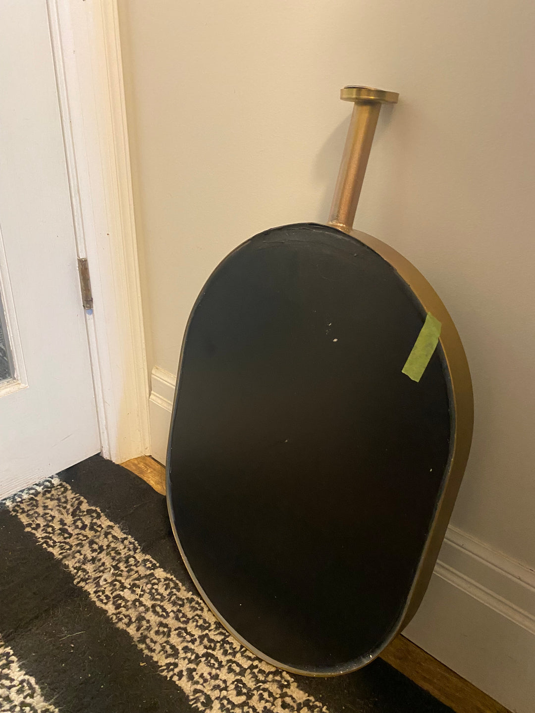 STOCK- READY TO SHIP-Brushed Gold Oval NO LED Ceiling Suspended Mounted Mirror 14"x20