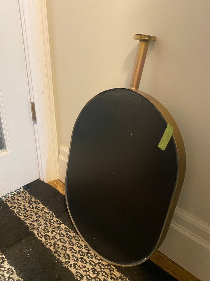STOCK- READY TO SHIP-Brushed Gold Oval NO LED Ceiling Suspended Mounted Mirror 14"x20