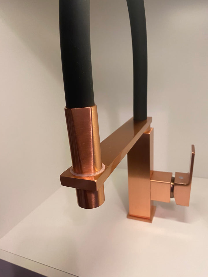Cafe Brushed Copper - Brushed bronze Industrial Hose Nine Model Kitchen Faucet