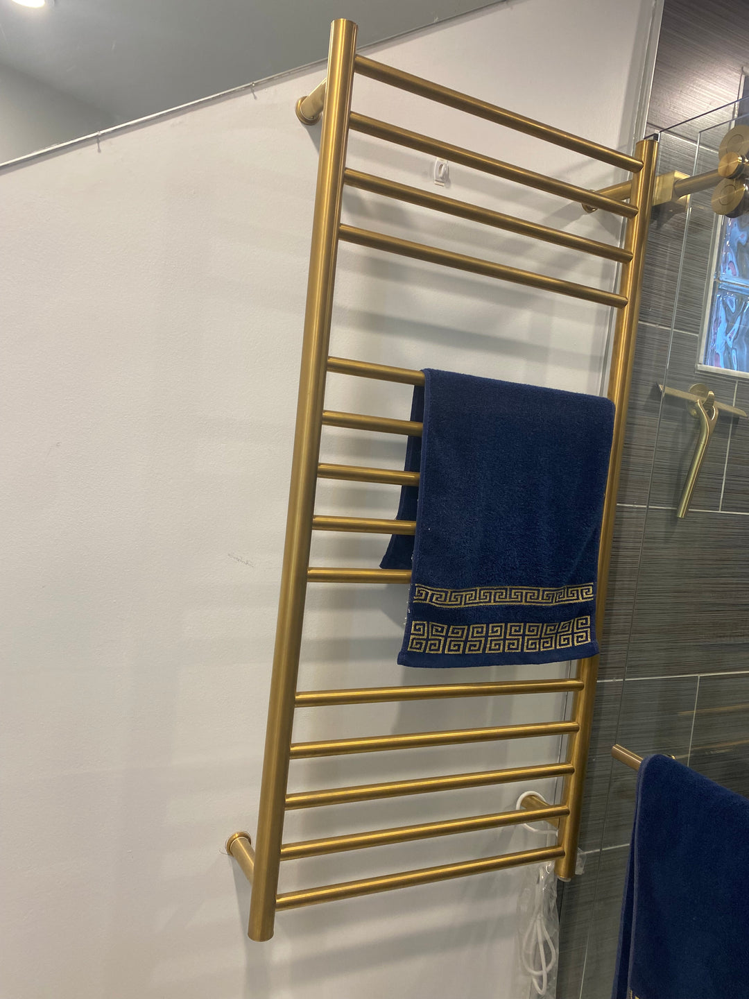 Brushed gold electric hardwire towel warmer CSA size 24"x42"