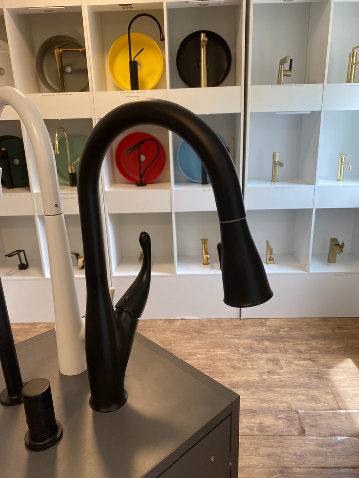 Angelique-Laundry Black matte 15" inches  Pull Out Kitchen Faucet Goose Neck Dual Pull Out Function