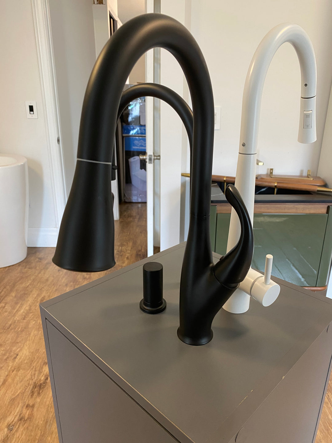 Angelique-Laundry Black matte 15" inches  Pull Out Kitchen Faucet Goose Neck Dual Pull Out Function