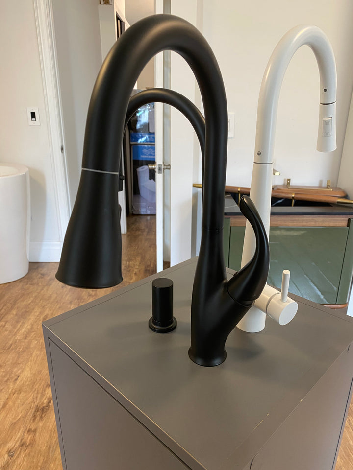 Angelique-Laundry Black matte 15" inches  Pull Out Kitchen Faucet Goose Neck Dual Pull Out Function