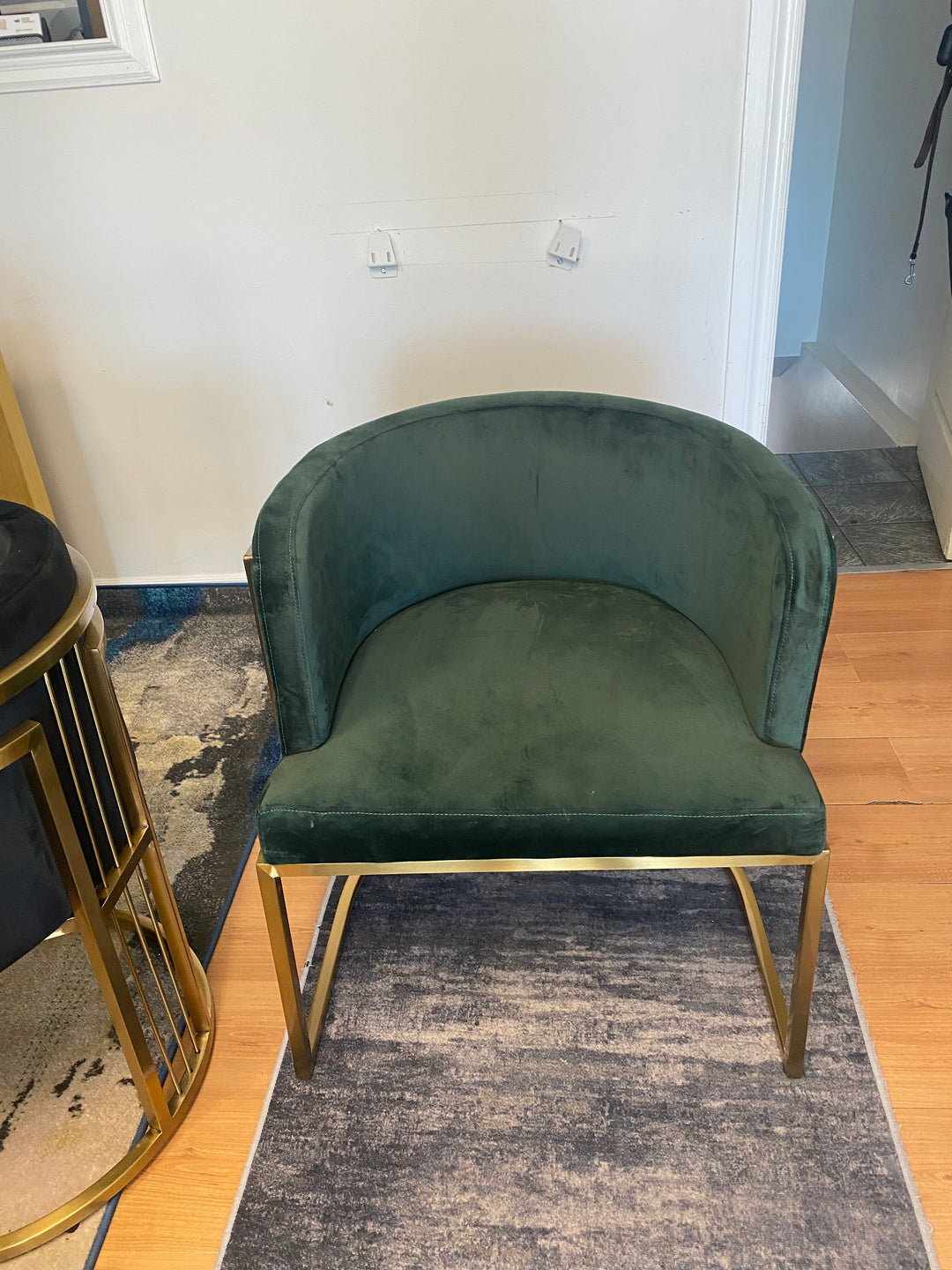 ROCKY- Green Velvet with metal brushed gold chair