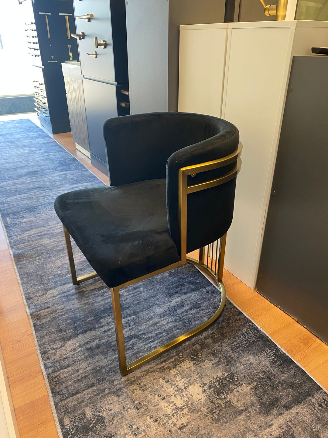 BELLA - BLACK VELVET WITH BRUSHED GOLD STEEL FRAMED CHAIR