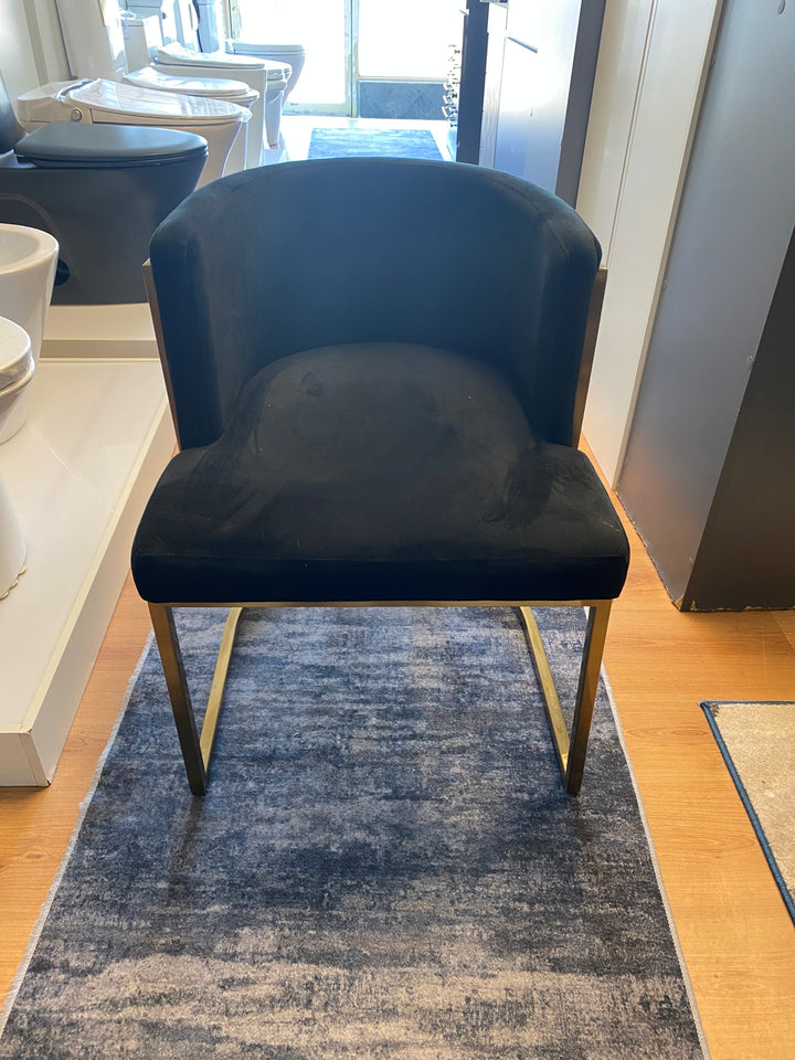 BELLA - BLACK VELVET WITH BRUSHED GOLD STEEL FRAMED CHAIR