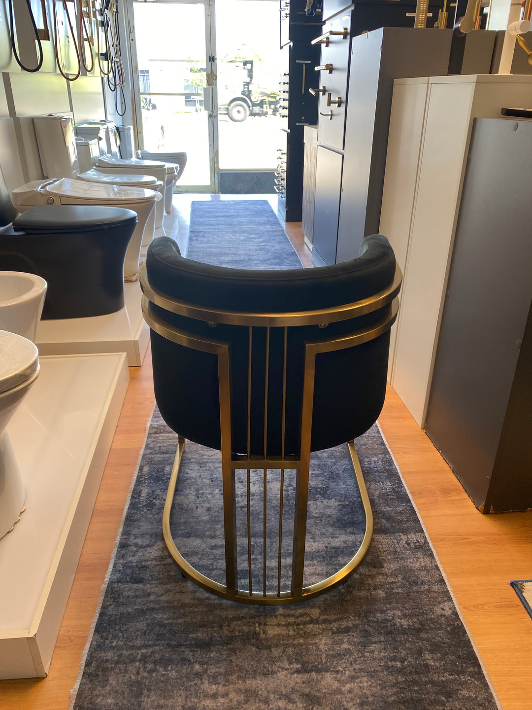 BELLA - BLACK VELVET WITH BRUSHED GOLD STEEL FRAMED CHAIR