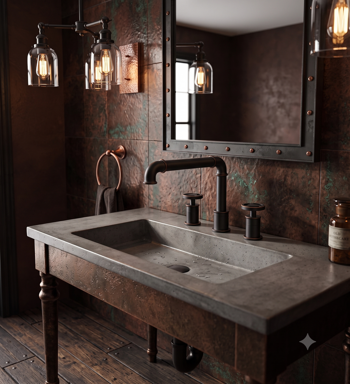 Industrial  8" Inch wide spread Industrial Victorian Bathroom Faucet