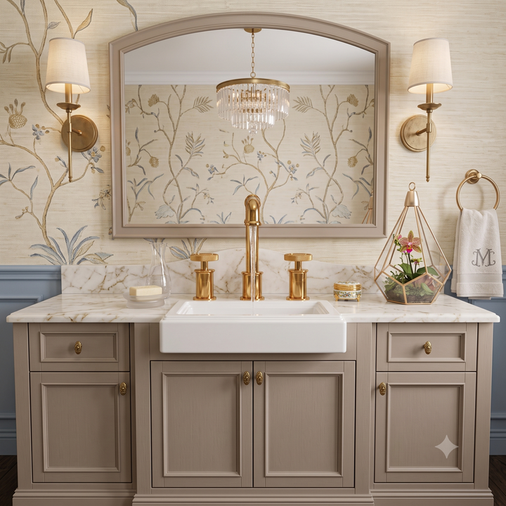 Industrial  8" Inch wide spread Industrial Victorian Bathroom Faucet