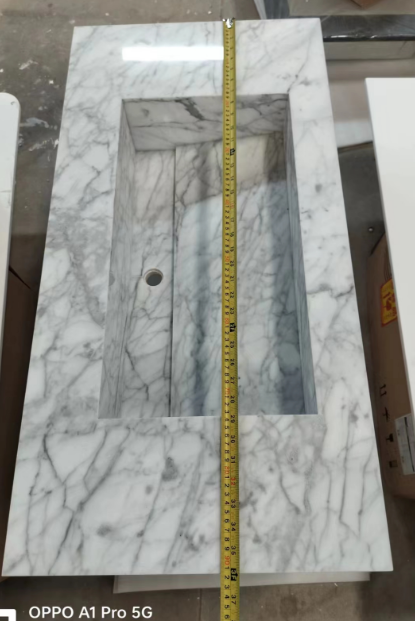 TITUS-Custom Marble Exposed 36 Wall mounted with brushed gold towel bar 36"