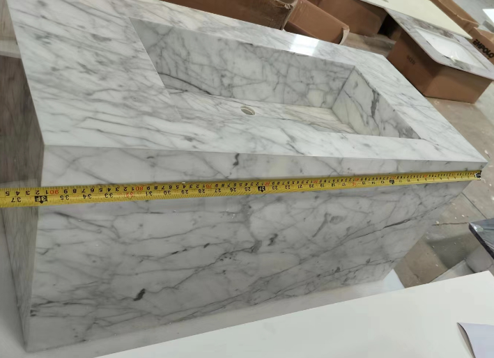 TITUS-Custom Marble Exposed 36 Wall mounted with brushed gold towel bar 36"