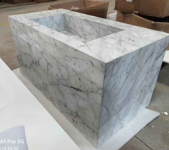 TITUS-Custom Marble Exposed 36 Wall mounted with brushed gold towel bar 36"