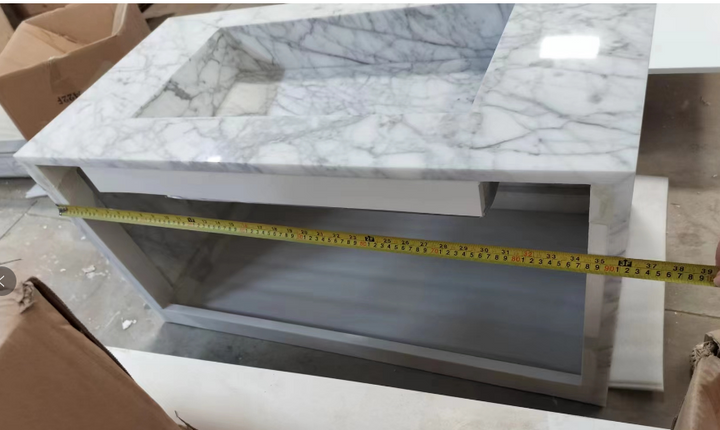 TITUS-Custom Marble Exposed 36 Wall mounted with brushed gold towel bar 36"