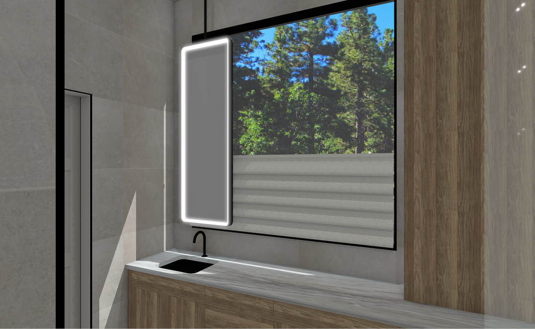 Showroom or Retail Celing Mounted Mirror 1 side LED 24"x72"