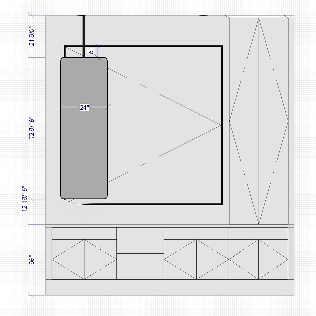 Showroom or Retail Celing Mounted Mirror 1 side LED 24"x72"