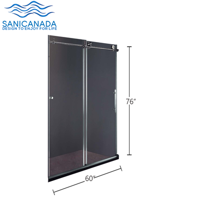 Black-SS05- Frameless slide roller clear tempered shower glass door-10mm size 60"x76"