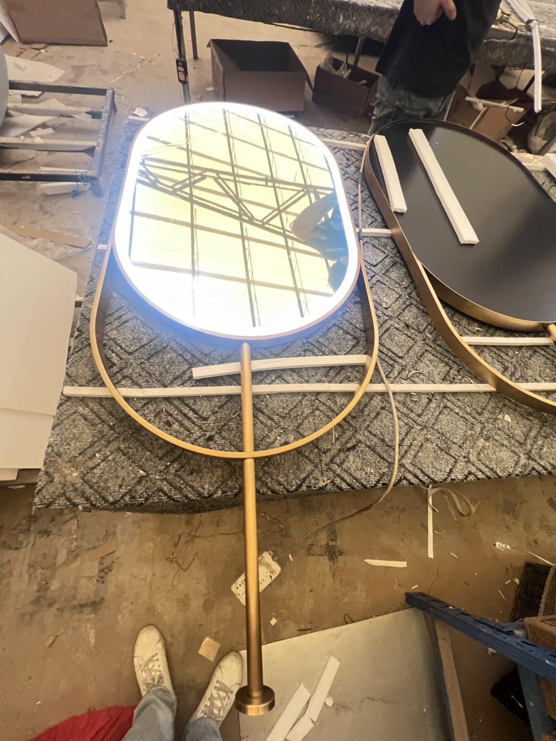 Nordic-Custom- oval shape LED light celing mounted bathroom mirror