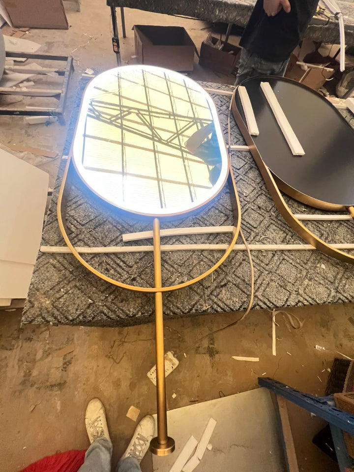 Nordic-Custom- oval shape LED light celing mounted bathroom mirror